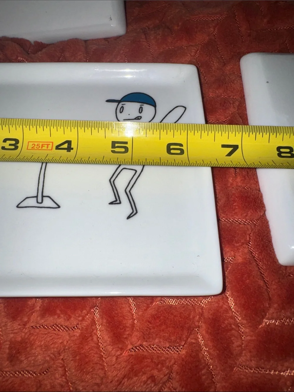 CB2 Rare Stick Figure Comic Food Art Rectangular Appetizer Plates Set of 4